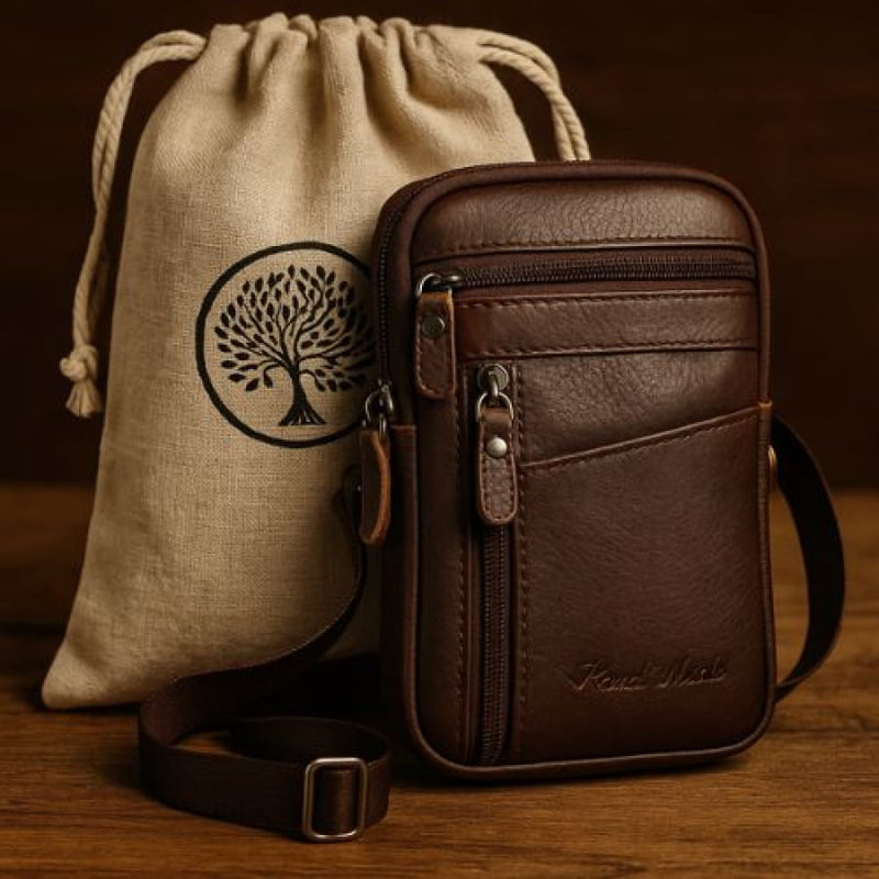 Bolsa Transversal Artesanal Couro Legítimo Unbu