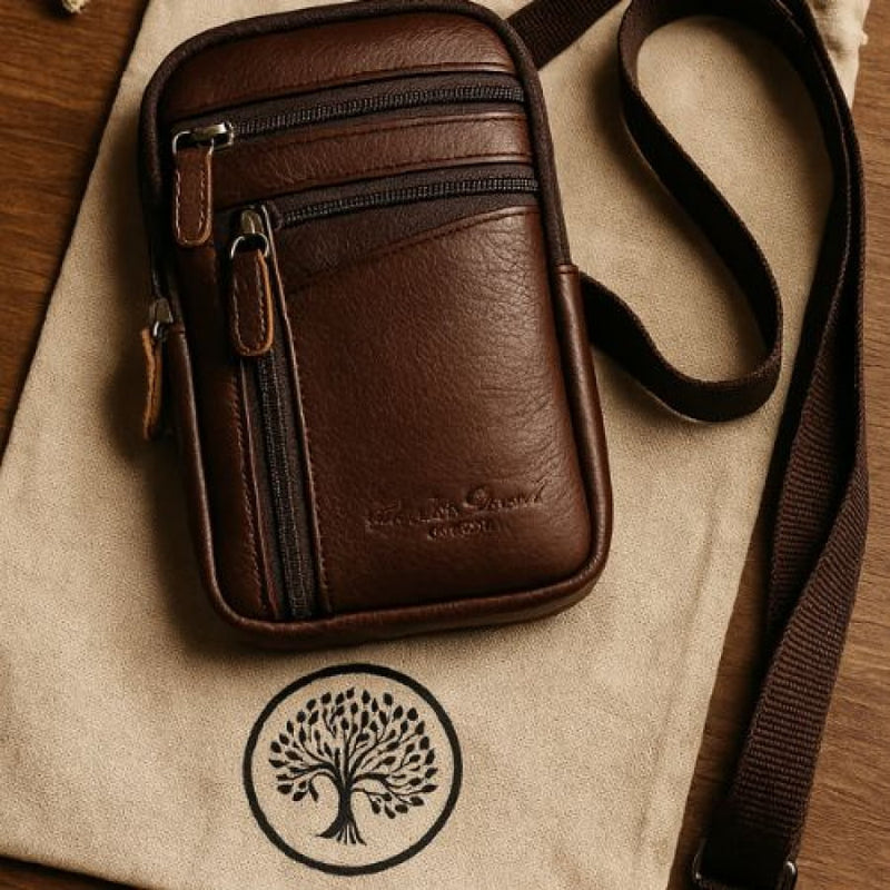 Bolsa Transversal Artesanal Couro Legítimo Unbu